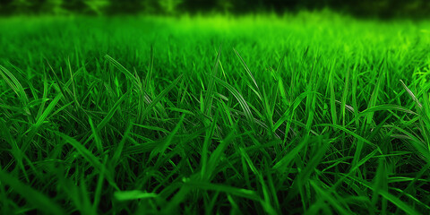 Fototapeta premium Vibrant green grass blades growing in nature background
