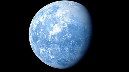 Fototapeta premium A blue and white planet floating in a dark space