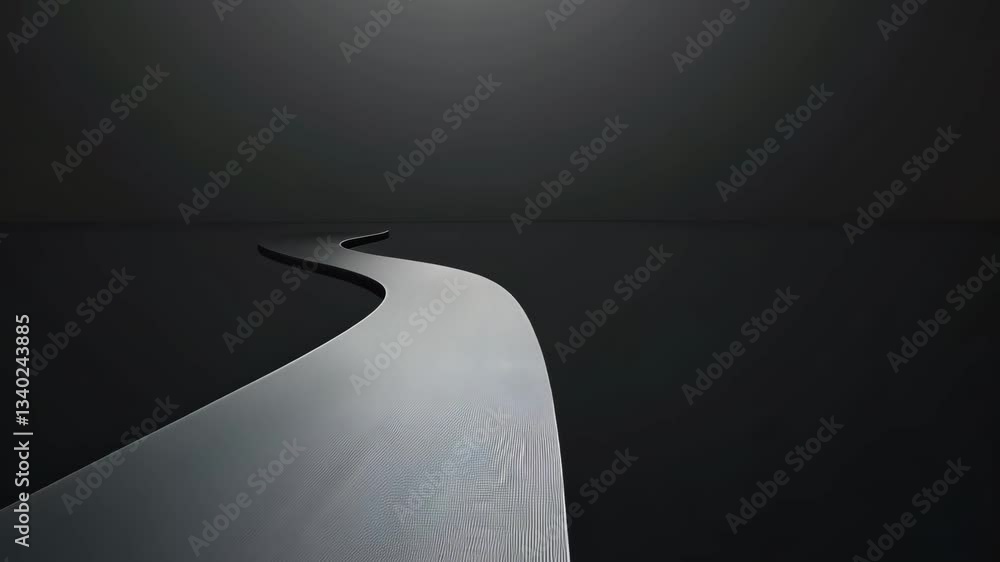 Poster sleek winding metallic pathway stretches into dark horizon creating sense of mystery and intrigue wi