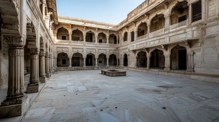 Obraz premium Historical architectural courtyard stunning palace interior rajasthan india photography serene vast space