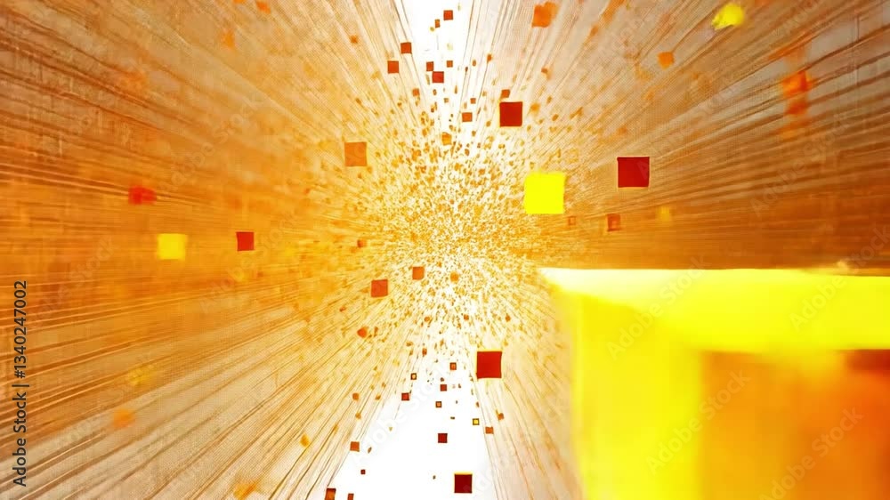 Poster abstract geometric explosion: a dynamic, modern artwork features a vibrant burst of geometric shapes