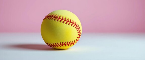 Close-up of a stylized softball against a clean backdrop,  clean, vibrant