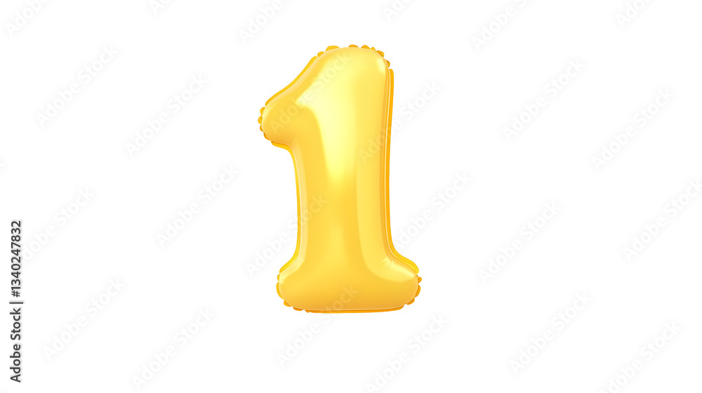 Aufkleber a bright shiny golden number one foil balloon floating independently with a smooth reflective surfac
