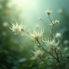 Obraz premium Flying weeds background natural, soft focus, beautiful nature detail