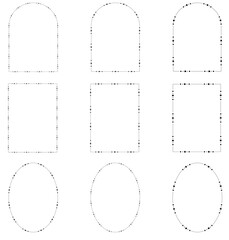 Dotted Line Frames and Border, Arch Rectangle and Oval Frames for Wedding Invitations, Greeting Cards, Christmas Cards, Scrapbooking, Card Making. Black Vector Frame Collection Set