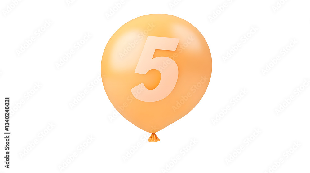 Leinwandbilder a 3d rendering of a golden number 5 foil balloon with a smooth polished surface and highlights appea