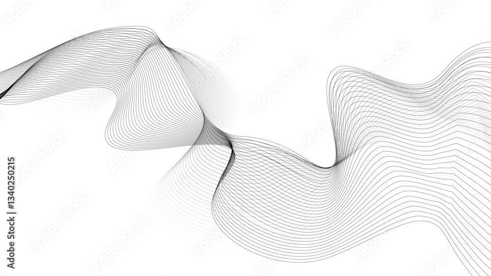 Poster abstract black wave lines on white background. dynamic wave pattern modern, abstract flowing wave li