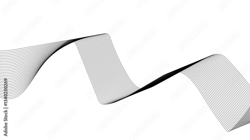 Aufkleber abstract black wave lines on white background. dynamic wave pattern modern, abstract flowing wave li
