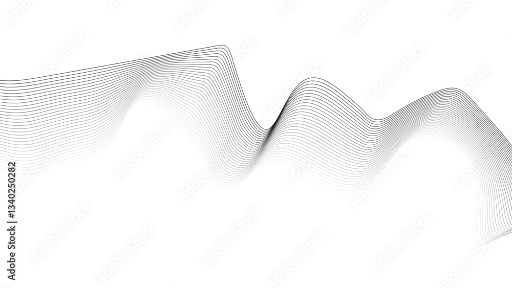 Poster abstract black wave lines on white background. dynamic wave pattern modern, abstract wave element fo