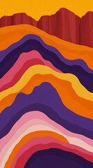 Colorful Desert Landscape Abstract Art.
