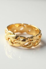 Close-up shot of elegant gold bracelet on white background, luxury, fashion