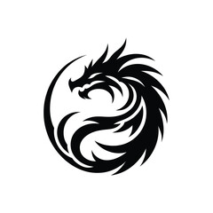 Naklejka premium dragon's edge silhouette vector clip art logo design