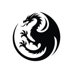 dragon's edge silhouette vector clip art logo design