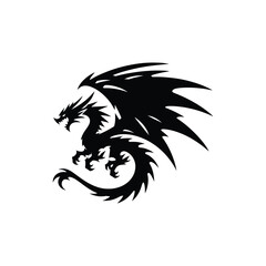 dragon's edge silhouette vector clip art logo design
