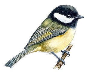 Fototapeta premium Coal Tit Watercolor Painting Bird Illustration Wildlife Art