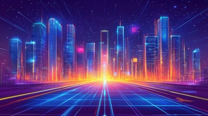 Neon Cityscape: A Futuristic Metropolis at Night