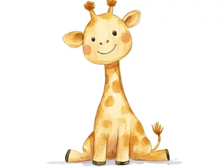 Adorable Baby Giraffe Watercolor Illustration