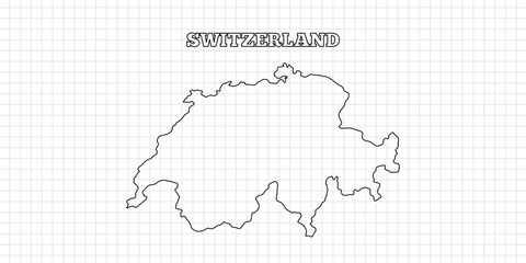 Switzerland map travel with outline simple drawing version Illustration