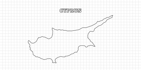 Cyprus map travel with outline simple drawing version Illustration