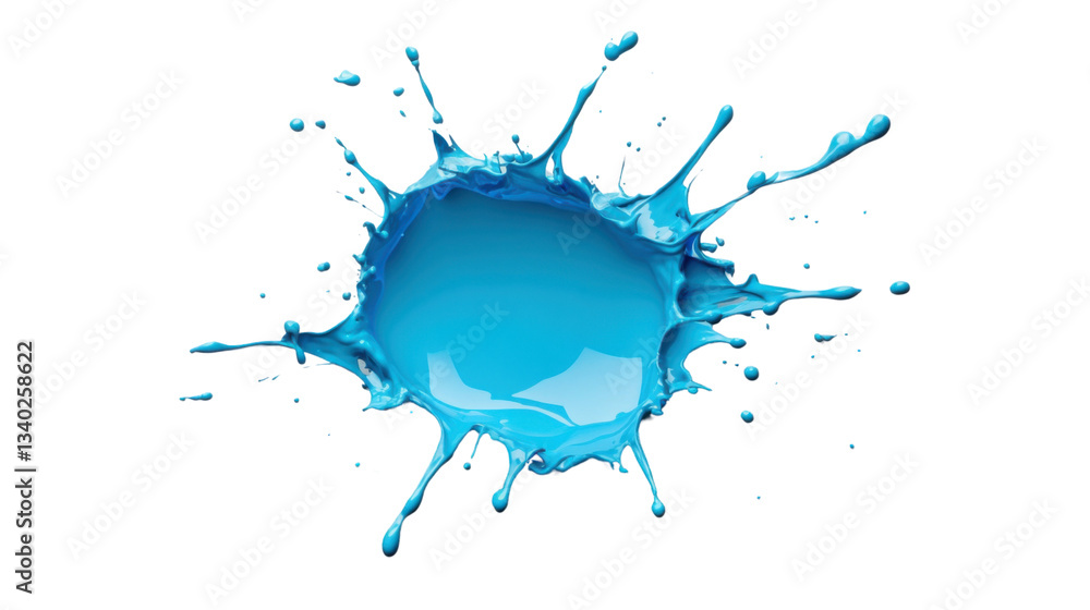 Poster light blue paint splashing with transparent background