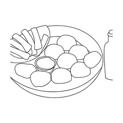 Crispy Fried Potatoes, Chicken Nuggets, Dipping Sauce, and Beverage