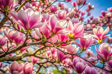 Obraz premium Spring bloom magnolia tree flowers. Blossom magnolia flower. Spring background. 
