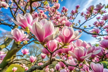 Obraz premium Spring bloom magnolia tree flowers. Blossom magnolia flower. Spring background. 