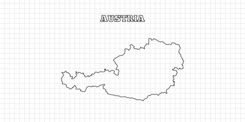Austria map travel with outline simple drawing version Illustration