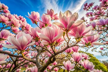 Obraz premium Spring bloom magnolia tree flowers. Blossom magnolia flower. Spring background. 