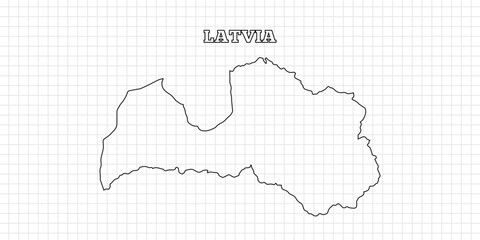 Latvia map travel with outline simple drawing version Illustration