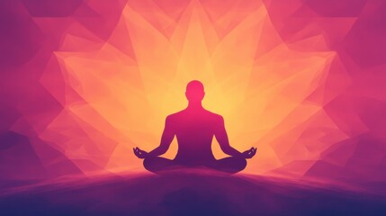 A figure meditating in a glowing lotus position, surrounded by radiant cosmic energy, symbolizing spiritual awakening and inner enlightenment