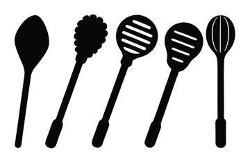 honey wood spoon icons vector