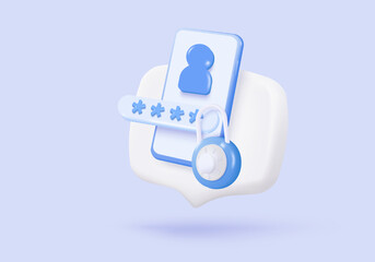 3D private icon signs with secure for online payment safety concepts. password firewall secure for protect crime with hacker in minimalist. 3d password correct buttons icon vector render illustration