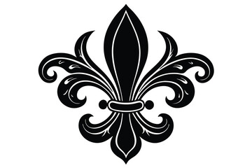 Vintage fleur de lis vector silhouette floral pattern design © probadhon
