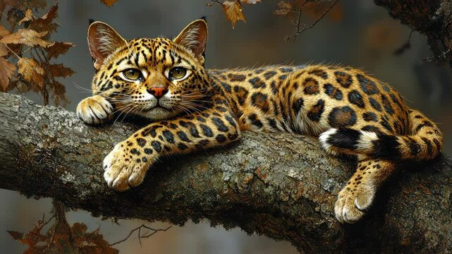 Majestic Ocelot Resting on a Branch