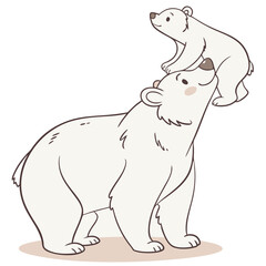 Obraz premium Illustration of Polar Bear and Cub