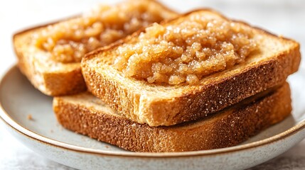 Toasted bread with sweet, chunky spread.