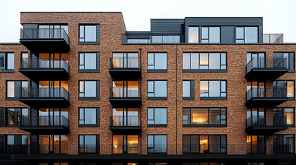 Brick Apartment Building Exterior Illustration