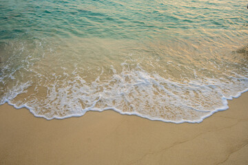 nature of the beach and sea Summer with sunshine, sandy beaches, clear blue waters sparkling against the blue sky. On an island with good ecology and environment Background for summer vacation