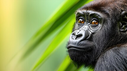 Obraz premium Majestic Close-up of Gorilla with Captivating Expression in Nature