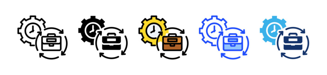 Working Time Icon Set With Multiple Style Collection