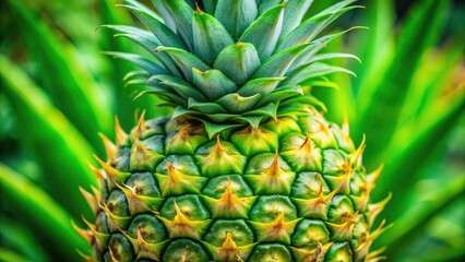 Fototapeta premium Aerial Close-Up Tropical Pineapple Fruit Photography, High-Resolution Pineapple Image, Juicy Pineapple Texture