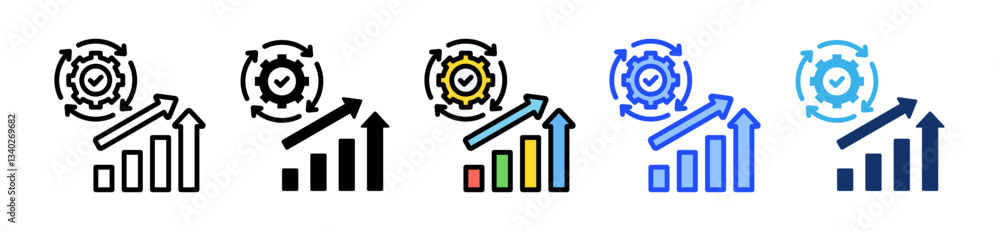 Poster productivity icon set with multiple style collection