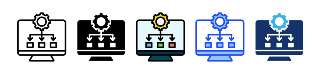 Digital Workflow Icon Set With Multiple Style Collection