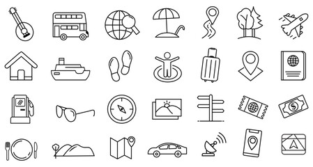 Fototapeta premium Tour and travel vacations icons set