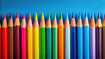 Colorful Pencils Blue Background - Creative Stationery Photography
