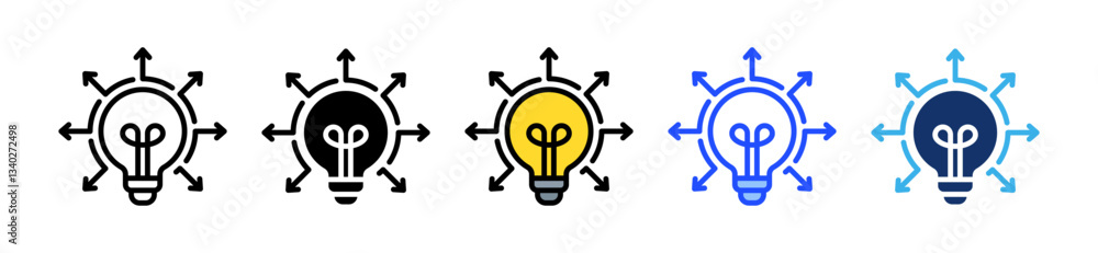Poster enlargement icon set with multiple style collection