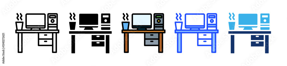 Poster workplace icon set with multiple style collection