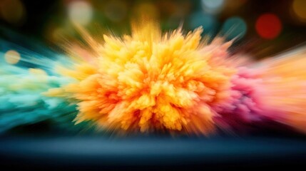 Obraz premium Colorful powders burst into the air, filling the surroundings with energy and joy during a lively celebration in a vibrant setting
