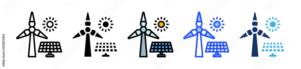 Poster renewable energy icon set with multiple style collection